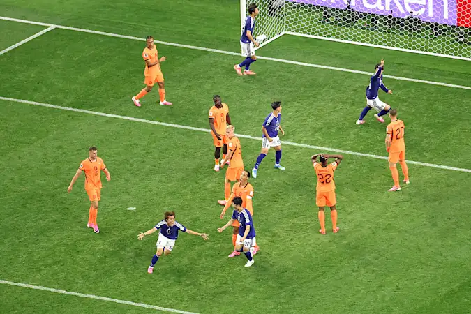 Koki Ogawa celebrates Japan's leveller