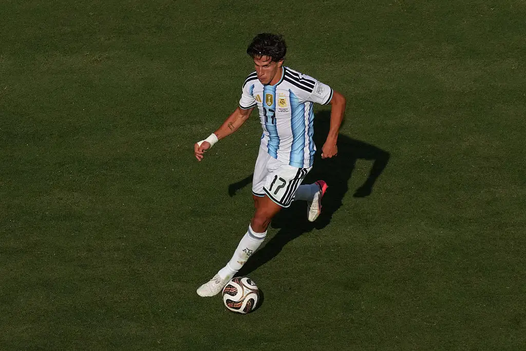 Giuliano Simeone of Argentina in action during the FIFA World Cup 2026 Final match between Spain and Argentina at New York New Jersey Stadium on July 19, 2026 in East Rutherford, New Jersey