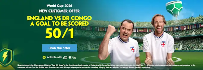 Paddy Power 50/1 Goal to be Scored in England vs DR Congo