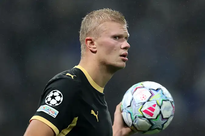 Erling Haaland will look to add to his eight goals in all competitions when Manchester City take on Paris Saint-Germain in the Champions League